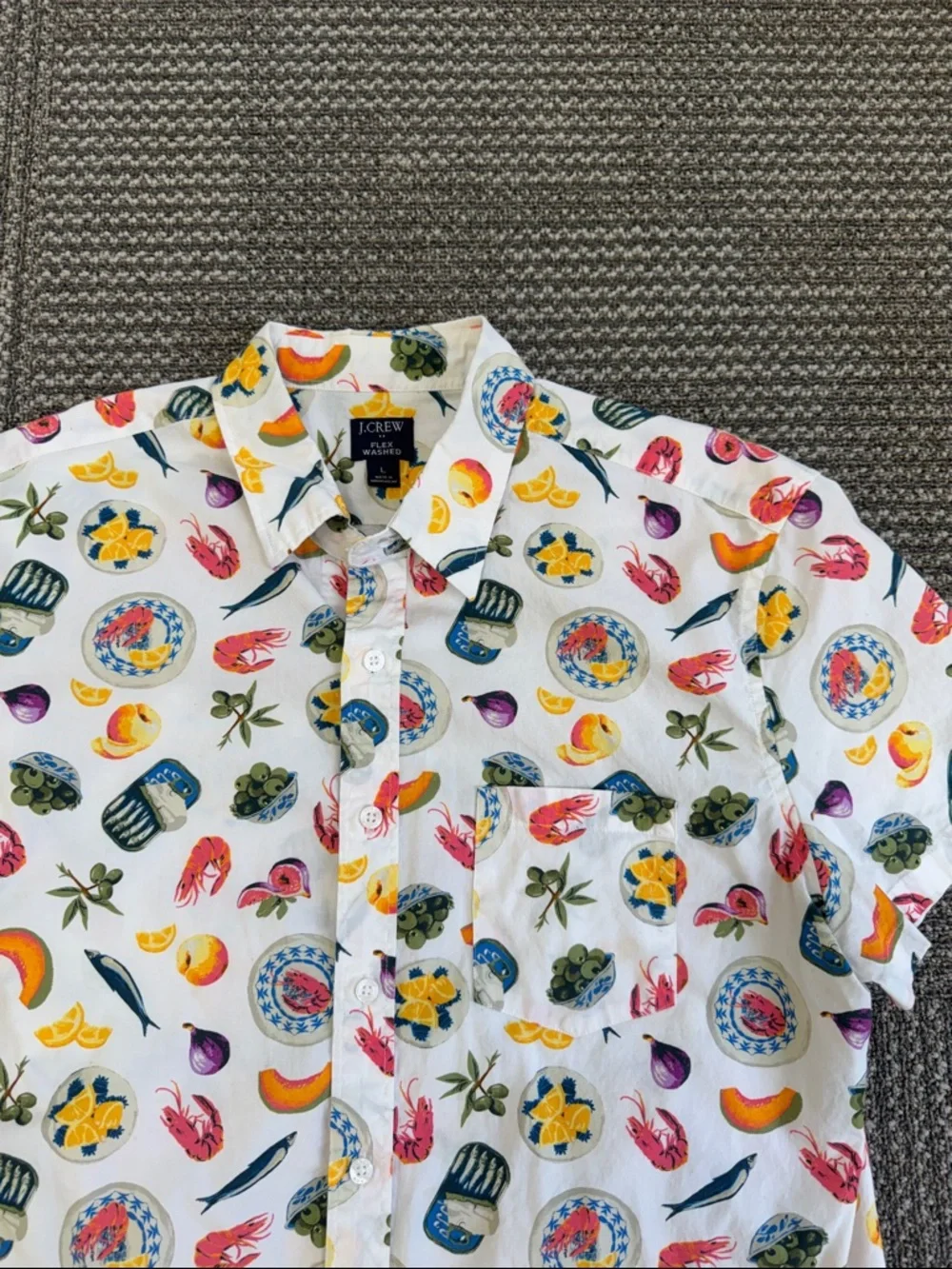 J. Crew Flex Washed Short Sleeve Casual Button Down, size L